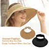 Wide Brim Hats Women Fashion Summer Bowknot Sun Ladies Empty Top Beach Straw Visor Caps Outdoor Sports Fishing Protection Foldable Hat#38 El