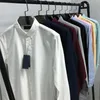 Camisas casuais dos homens Vestido Primavera e Outono de Alta Qualidade Negócios Bordado Clássico Moda Sólida Colo de Manga Longa Camisa