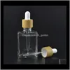 포장 사무실 학교 비즈니스 산업 드롭 배달 2021 30ml Clear/Frosted Glass Dropper Reagent Square Essential Essential Essential Essential e lique