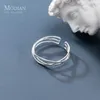 Geometrische drie-lagen lijnring voor vrouwen mode real 925 sterling zilver open abjustable vinger ringen fijne sieraden 210707