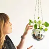 Andra trädgårdsmaterial Disco Ball Hanging Flower Pot för inomhusväxter Bohemian Style Planter Pots Rope Mirror Basket Decor3674071