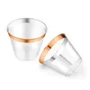 Rose Gold Plastic Copos ~ 9 Oz Limpar Copos de Plástico Climblers Old Fashioned ~ Rose Gold Rimmed Copos Fancy Descartável Casamento Aniversário Cup DH5886