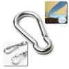 Stainless Steel Spring Clip Hook Carabiner Keychain Outdoor Water Bottle Camp Climbing Snap Lock Buckle Fishing Tool Cycling Caps & Masks