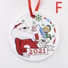 Kwarantanna Ceramiczna Christmas Ornament Xmas Wiszące Wisiorek Sublimacja Półki Personalizuj Do Drzewa Wystrój Noszenie Maski Designer 2021 DHL Statek