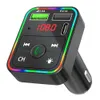 F2 F2 Bluetooth Car Kit FM Transmitter Modulator Colorful LED Backlight Wireless Radio Adapter Handsfree for Phone tf mp3 player type c port