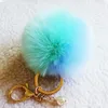 Nette Mix Farbe Flauschigen Faux Kaninchen Fell Ball Schlüsselbund Pompom Perle Dekoration Anhänger Schlüsselbund Für Frauen Tasche Rucksack Auto Schlüssel ring