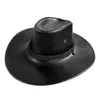 PU Leather Western Cowboy Hat Mężczyźni Wiosna Lato Odkryty Knight Cap Q0805