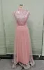 Сексуальное длинное платье Женщины без рукавов розовый блесток о шеи асимметричный высокий уличный танец свадебный выпускной вечеринка ночная мода платья сверху