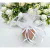 Biały okrągły kształt torba prezentowa Organza Wrap Wedding Favor 25cm średnicy z cekinami