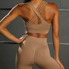 Strój jogi Kobiety Bez Szwu Zestaw Workout Sportwear Fitness Crop Top Sport Bra Bra Gym Odzież Wysokiej Talii Legginsy Sport Suit Running Spodnie