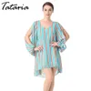 Robes d'été Femmes Lâche Col En V Rayé Sexy Causal Élégant En Mousseline De Soie Plage Pour Femme 210514