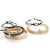 4pcs / set bracelet de tresse à la main Gold hip hop hommes pavé cz zircon couronne chiffre romain nombre de bijoux de luxe cadeau de la Saint-Valentin Noël