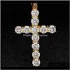 Necklaces & Pendants Drop Delivery 2021 Iced Out Zircon Cross With 4Mm Tennis Chain Mens Hip Hop Jewelry Gold Sier Cz Pendant Necklace Set 97