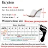 Eilyken Sexy Transparente Kristall Damen Hausschuhe Keilabsatz Schuhe Slides High Heel Mode Sandalen 210928