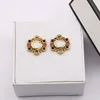 Retro Colored Diamond Charm Earrings Designer Letter Rhinestone Studs Personality Earring For Girl Jewelry Gifts