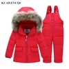 Barn Vinterrock Passar Boys Duck Down Jacket + Byxor Kläder Set Barn Varm tjockare Coat Snow Wear Parka Baby Girl Clothes