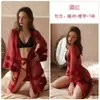 Bathrobe Guiruo Spring e Summer One Tamanho Sexy Deep V Perspectiva Mesh Tie Paijamas Manga Longa Robo de Batalha Treno em casa 3959061803