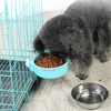 Husdjur katt hund mata skål rostfritt stål hängande matare för bur borttagbar lätt rengöring mat vatten skål fåglar råttor marsvin