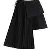 Nomikuma Irregular Patchwork Pleated Women Skirt Causal Lace Up High Waist Korean Elegant Skirts Faldas Mujer Moda 6F565 210427
