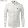 Biały Kołnierz Mężczyźni Sukienka Koszule Z Długim Rękawem Mężczyźni Moda Biznes Dorywczo Slim Fit Mens Chemise Homme Camisa Masculina 4XL 210524