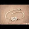 Charm Jewelry Drop Delivery 2021 30Pcs- B013 Fashion Gold Sier Lotus Tiny Lotos Flower Prom Yoga Petalo Bracciali per regali di nozze Xeb5H
