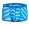 Underpants Sexy Mesh Striped Ice Silk Boxers Shorts Mens See Through Transparent Men Underwear Male Gay Penis Pouch