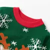 Mudkingdom Toddler Boys Girls Sweaters Cartoon Christmas Elk Ribbed Knit Snow Patchwork Tops for Kids Clothes Autumn Winter Y1024