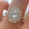 100% Real 18K Rose Gold Ring Origin Natural 3 Carats Quartz Gemstone Wedding Jewelry Luxury Invisible Setting Oval Box 211217