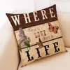 1Pcs Love Home Pattern Yellow Red Cotton Linen Throw Pillow Cushion Cover Decor Sofa Bed Decorative Pillowcase Cushion/Decorative