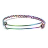 3.2mm Thick Stainless Steel Rainbow Color Twisted Wire Bangles Expandable Cuff Bangles Jewelry Making Accessory 55mm 60mm 65mm Q0719