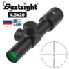 4,5x20 Compact AR15 Hunting Rifle Scope with Flip-Open Lens Caps och P4 Glass Etsed Reticle Riflescope for Hunt Chasse