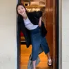 Chic Harajuku Etek Bayan Bahar Yaz Yan Bölünmüş Seksi Denim Etek Femme Yüksek Bel Uzun Etekler Vintage Düğme Streetwear 210527