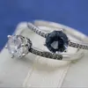 925 Sterling Silver Blue Sparkling Crown Solitaire CZ Stones Ring Passform Pandora Style Smycken Förlovning Bröllopsälskare Fashion Ring för kvinnor