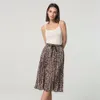 Jocoo Jolee Vrouwen Vintage Leopard Print Geplooide Midi Rok Dames Trekkoord Tie Elastische Taille Rokken Vrouwelijke Casual Rok 210518