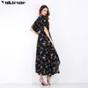 boho summer women dresses womens chiffon black vintage print split up maxi party long sexy club bodycon dress plus size 210608