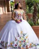 2022 قبالة الفساتين charro Quinceanera بالإضافة إلى حجم خمر مطرزة كرات الساتان في المساء حفلة موسيقية حلوة 15 فستان 268Q