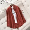 HSA Women Korean Style Solid Blouse and Turn Down Collar Button Up Loose Spring Outwear Female Cotton Shirts 210417