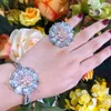 Oorbellen ketting missvikki luxe grote ronde bloem bangle ring sieraden sets voor bruids bruiloft hoge kwaliteit kristal Dubai stijl