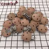 20st Wooden Pacifier Clip Nursing Tillbehör Beech Pacifier Clips Chewable Tanding Diy Dummy Clip Chains Baby Teether 211102