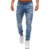 Męskie Elastyczne Spodnie Cuffed Casual Casual Dżinsy Szkolenie Jogger Spodnie Spodnie Spodnie Dysfunty Moda Zipper Spodnie 211104