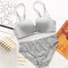 Bras Sets Wasteheart Female Women Fashion Pink Sexy Lingerie Set Wireless Cotton Panties Push Up Underwear Cut Out Bra A B