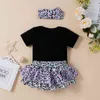 0-24M Summer Cute Baby Girl Clothes Set Letter Romper Ruffles Leopard Shorts Outfits Costumes 210515