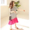 2021 Summer Fashion Girl Dress Cotton Color block Kids Dress Casual Loose Children Party Frocks Age 3 4 6 8 10 12 14 16 Years Q0716