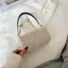 Bolso tejido idílico de verano, bolso de paja para viaje en la playa, bolso para axilas, bolsos de hombro que combinan con todo, bandolera, cuerpo cruzado pequeño cuadrado