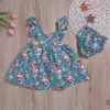 1-3Years Kids Baby Girls Summer Sleeveless Flower Printed Princess Dress Fashion Beach Chidren Skirt with Panties 80cm-110cm 1870 Y2