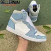 Jumpman University 블루 1 1S 농구 신발 망 여성 프로토 타입 브리드 특허 UNC Jordn 꽃가루 하이퍼 로얄 Seafoam Chicago Dark Mocha