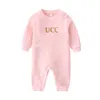 Nuevo 2021Summe carta de moda bebé niño ropa blanca rosa verde manga larga marca recién nacido bebé niñas mameluco 0-3 meses