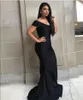 Black Mermaid Long Bridesmaid Dresses Plus Size Off Shoulder Floor length Garden Maid of Honor Wedding Party Guest Gowns197s