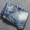Jeans pour hommes Style italien mode hommes rétro gris clair bleu élastique coton Slim déchiré Vintage Designer boutons Denim pantalon