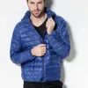 7 Kolor Ultralight Męskie Przenośne Kapturem Biała Kaczka W dół Kurtka Wiatrówka Feather Parka Zima Ciepła Płaszcz Znosić 6XL 210819